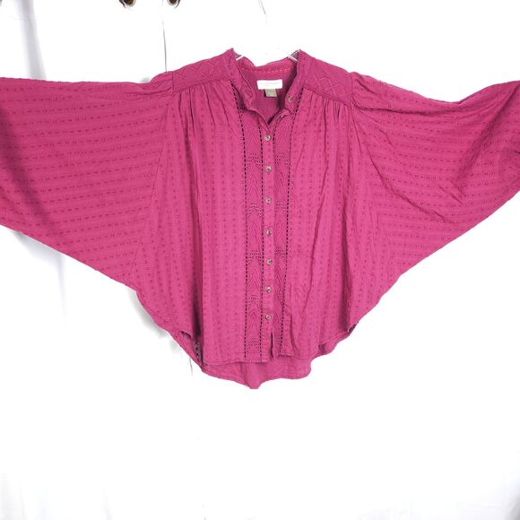 Anthropologie Pilcro Womens Purple Small The Tavi Button Down 3/4 Sleeve Shirt - Picture 1 of 7